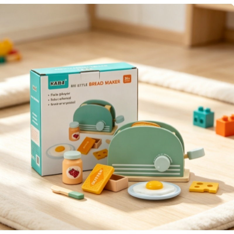 Kitchen Appliances Toys - لعبة محمصة خبز خشبية للأطفال، مجموعة